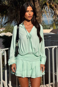 Naples Long Sleeve Mini Dress - Aqua