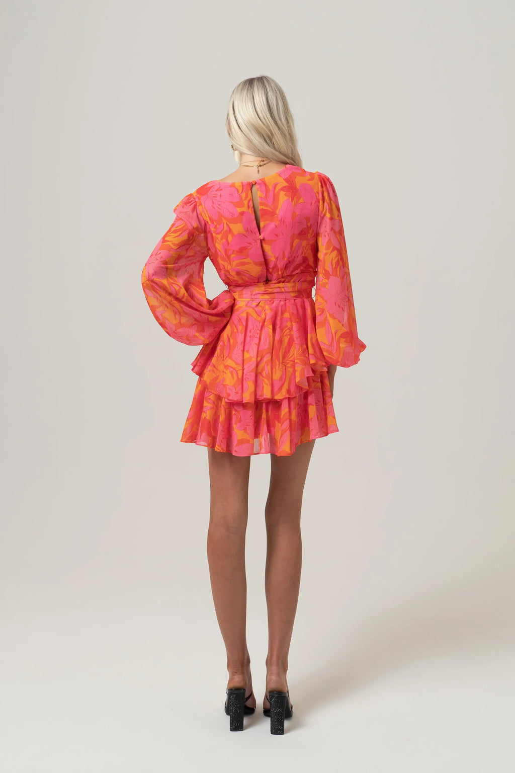Paige Long Sleeve Mini Dress With Double Belts