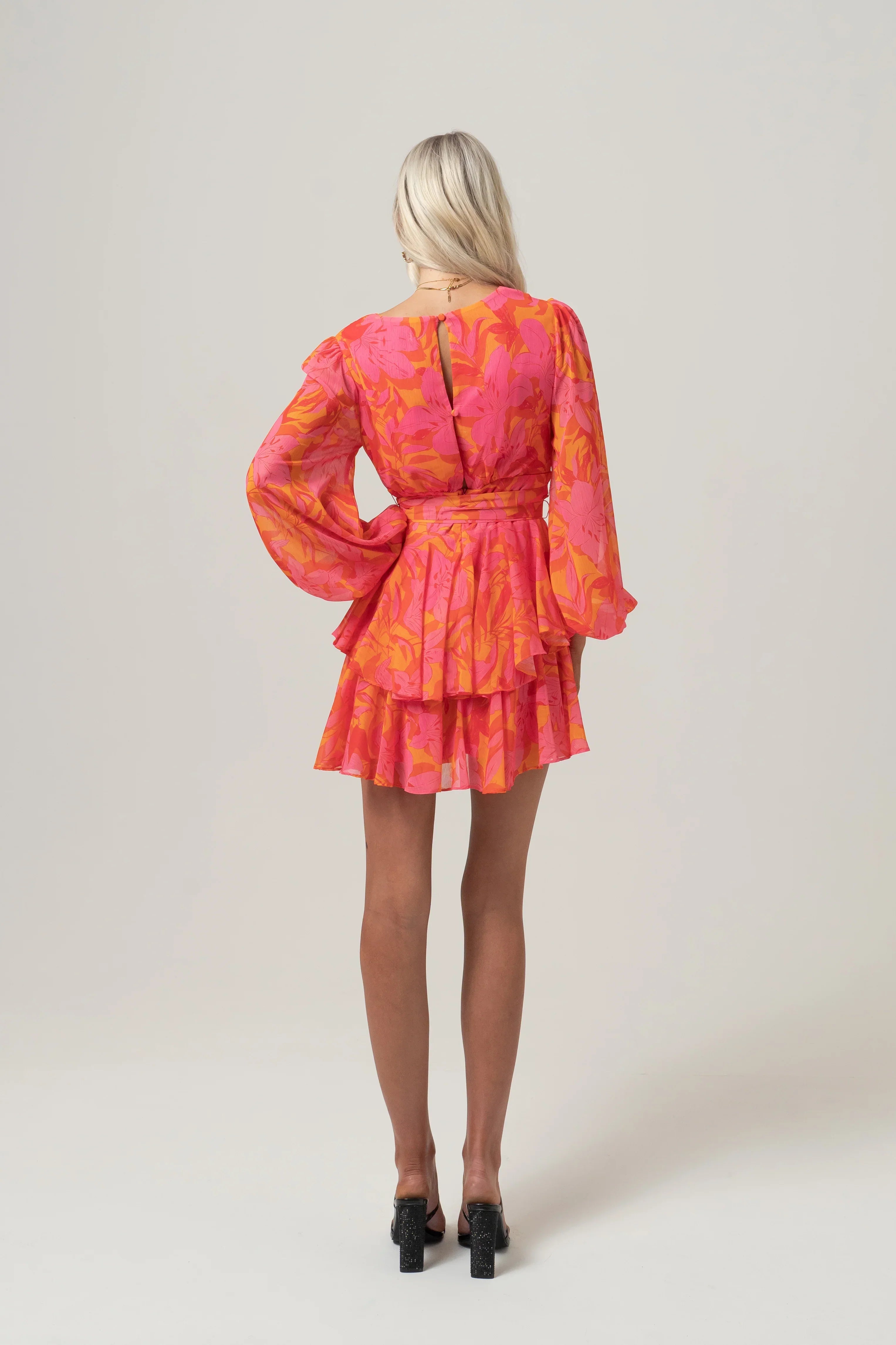 Paige Long Sleeve Mini Dress With Double Belts