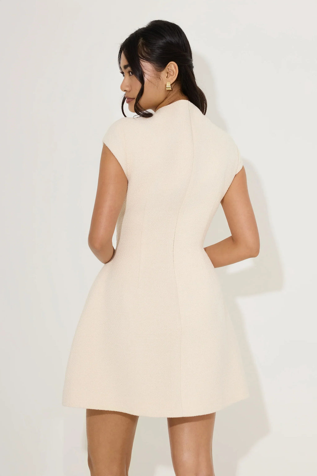 Tweed Cap Sleeve Mini Dress