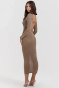 Roberta-Tan Knit Midi Dress