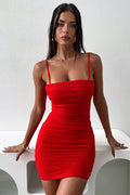 Zena Mesh Mini Dress - Red