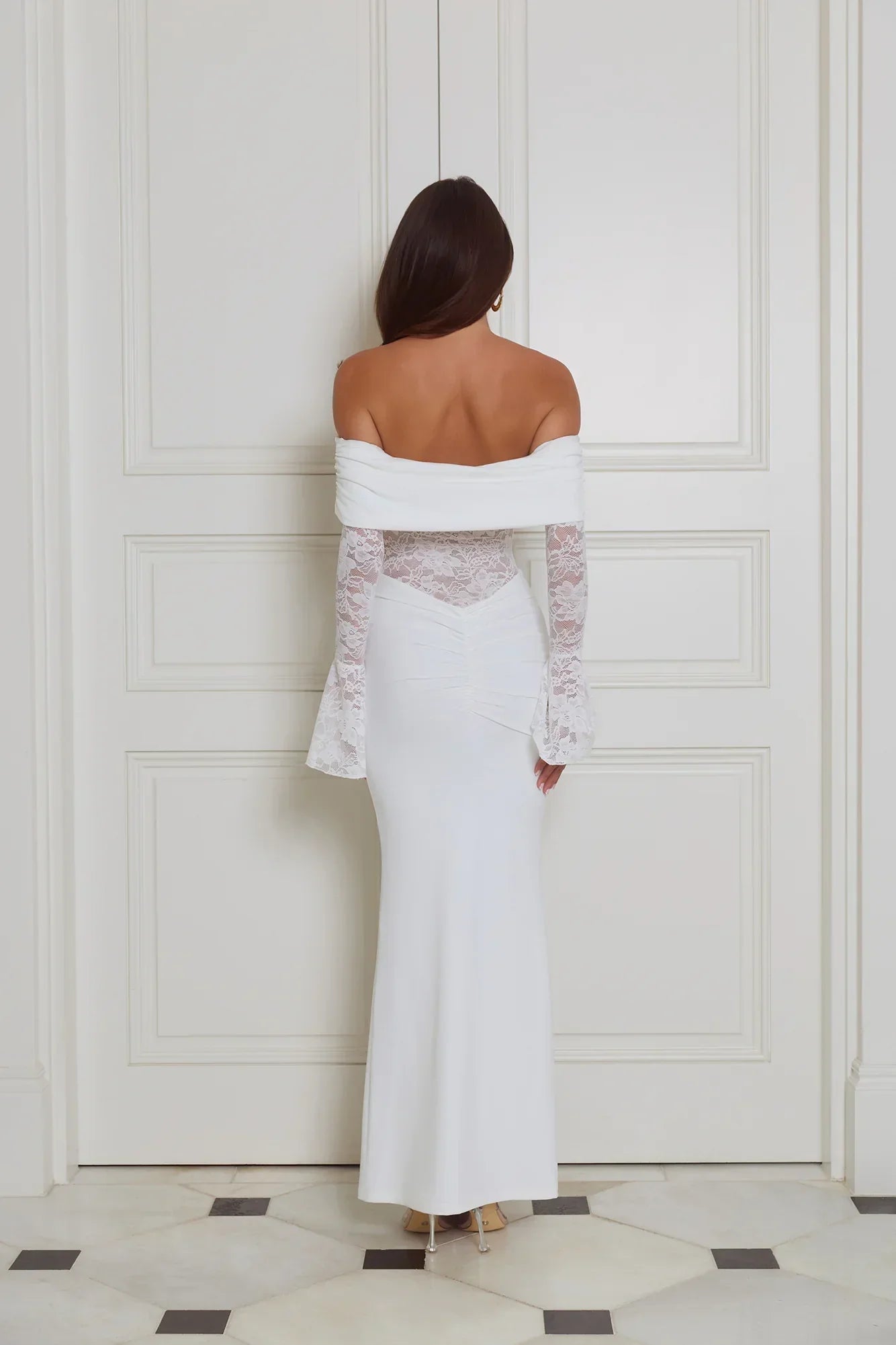 Luxe Temptress Off Shoulder Maxi Dress White