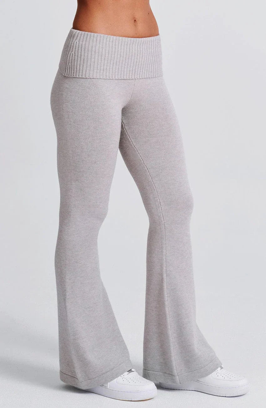 Portia Knit Pants - Light Grey Marl