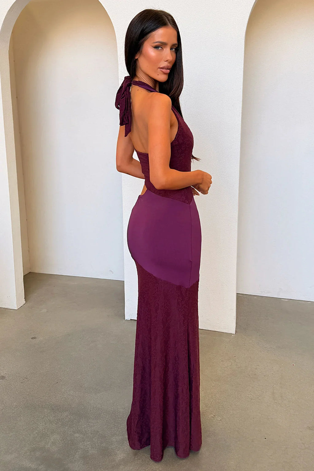Walker Halterneck Maxi Dress - Plum