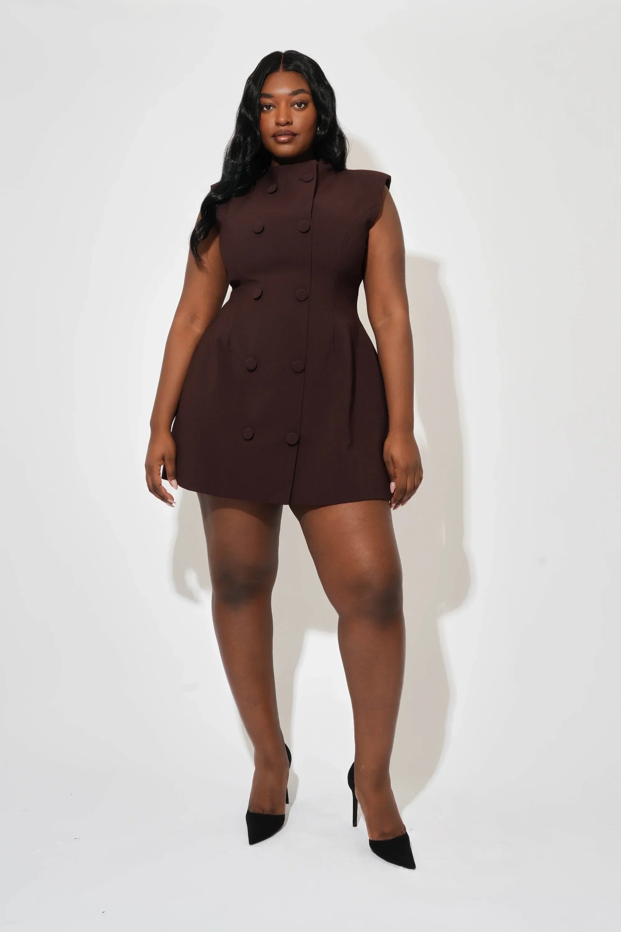 Sleeveless Button Mini Dress