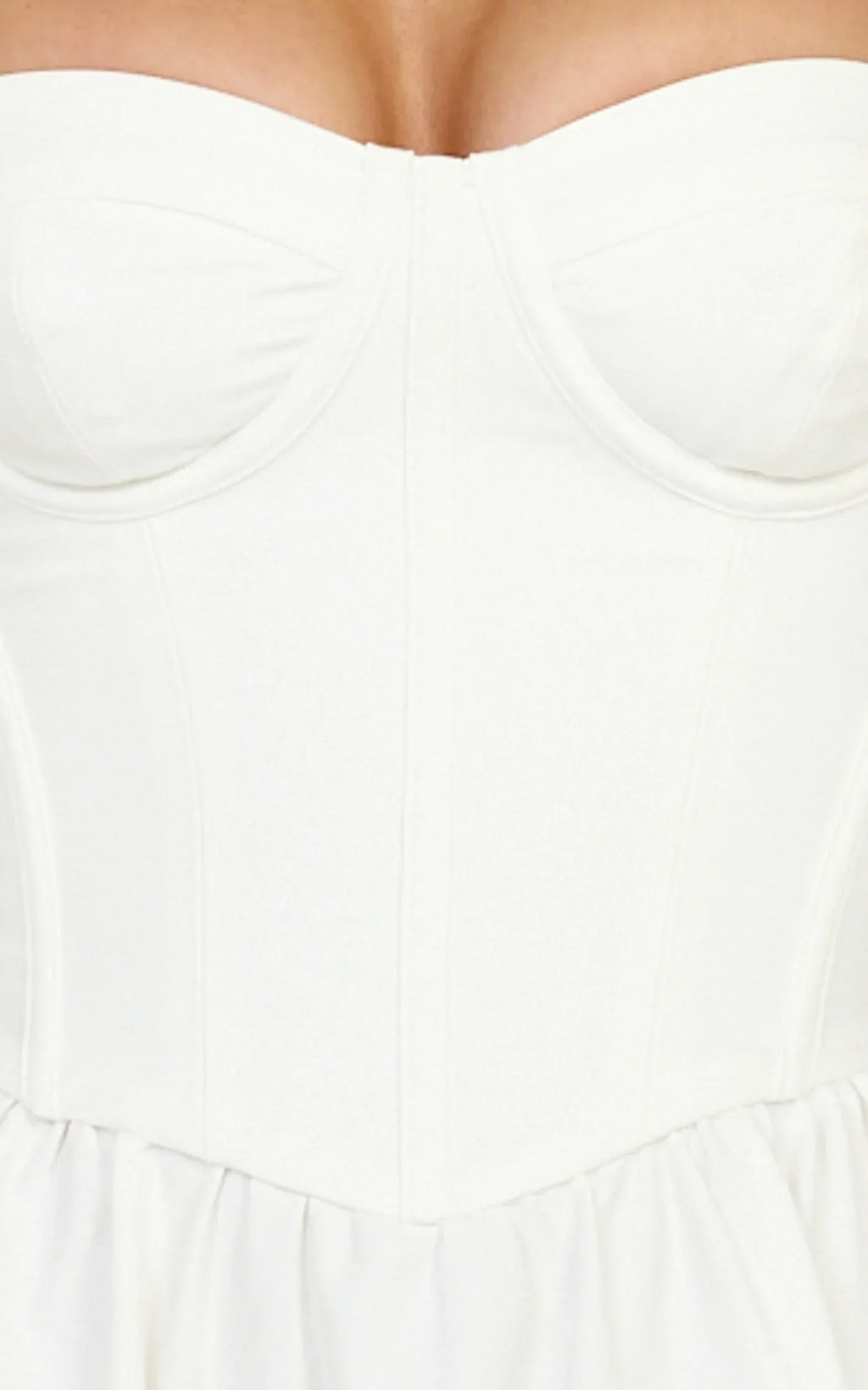 Seren Midi Dress - Corset Bodice Fit And Flare Dress In White