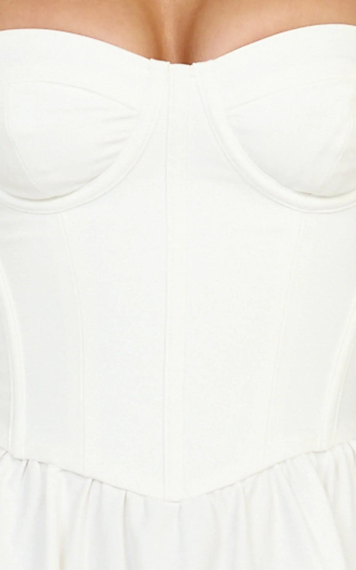 Seren Midi Dress - Corset Bodice Fit And Flare Dress In White
