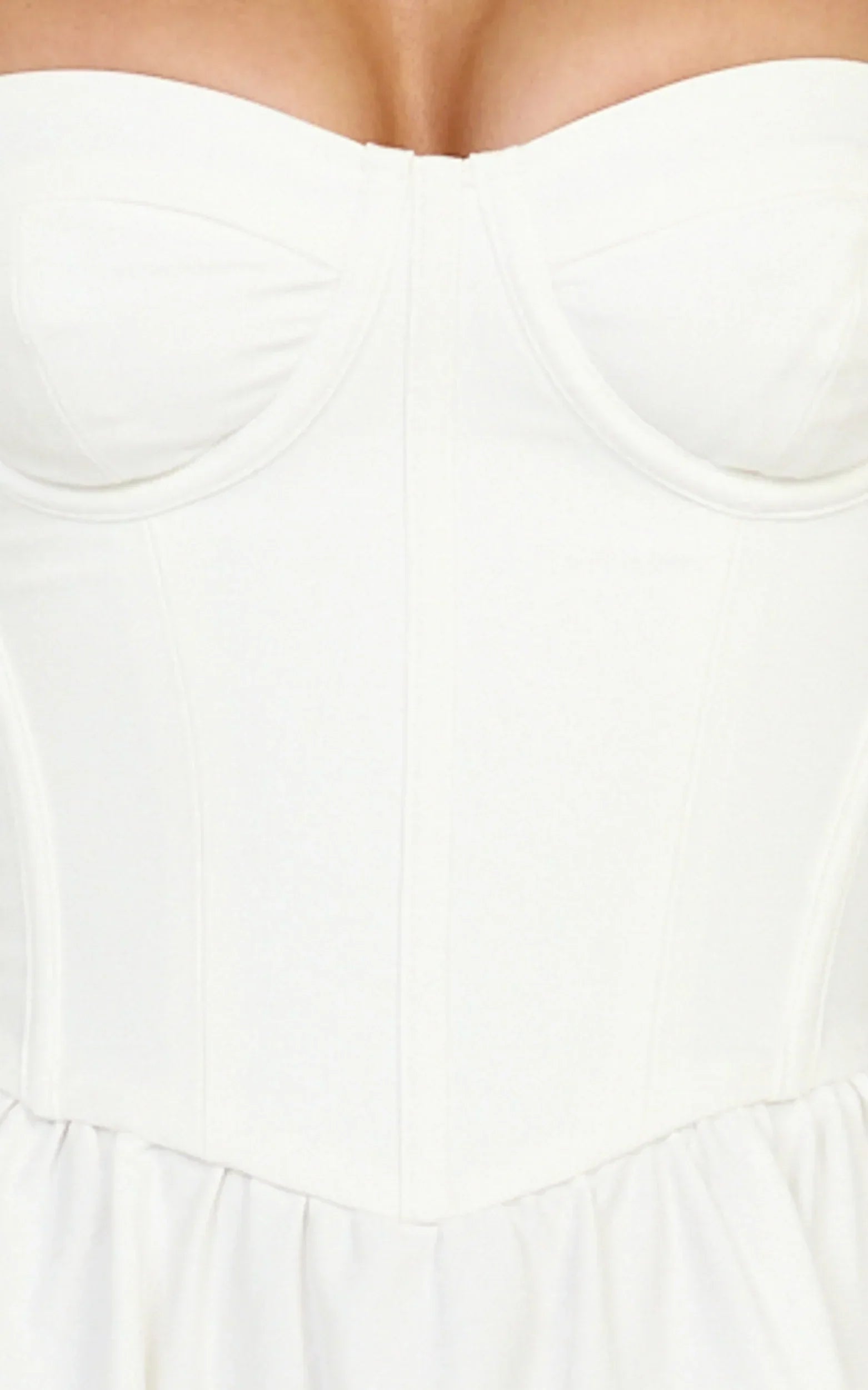 Seren Midi Dress - Corset Bodice Fit And Flare Dress In White