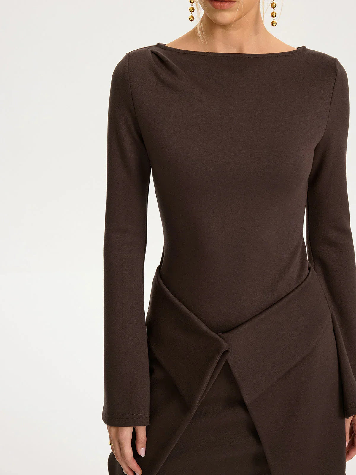 2 In 1 Wrap Long-Sleeve Mini Dress
