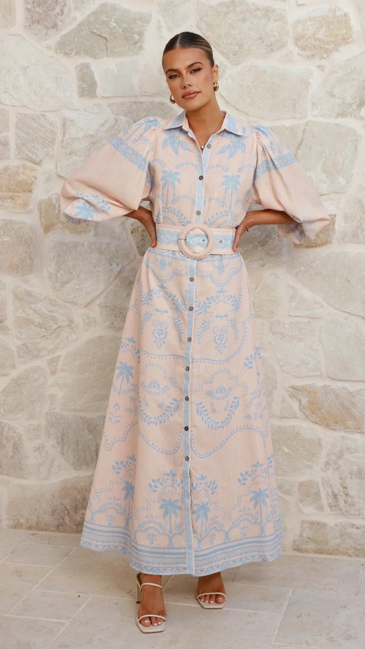 Xander Long Sleeve Maxi Dress - Blue