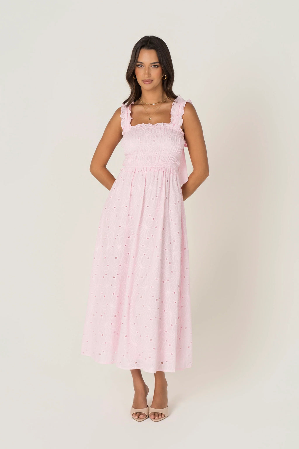 Kleo Pink Emroidered Maxi Dress