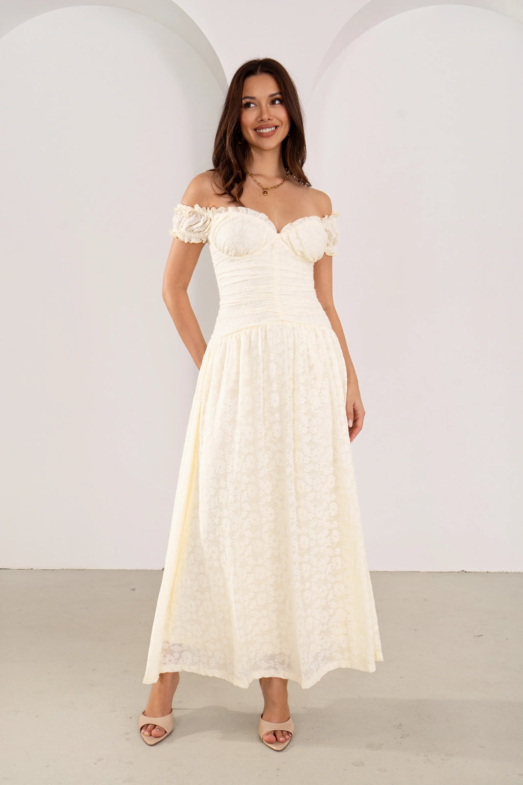 Xanthe Yellow Floral Midi Dress