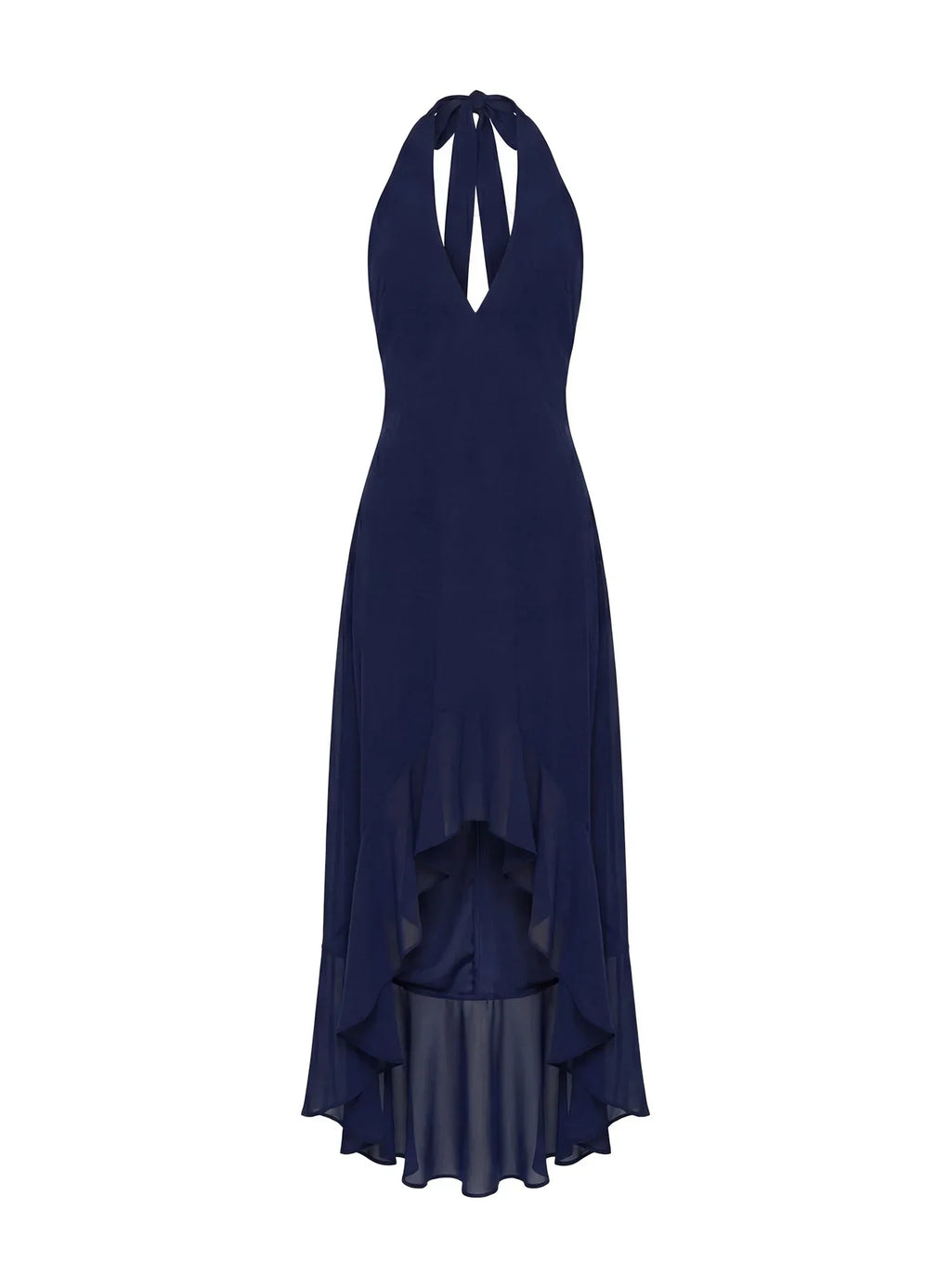 Agata Halter Frill Maxi Dress Navy