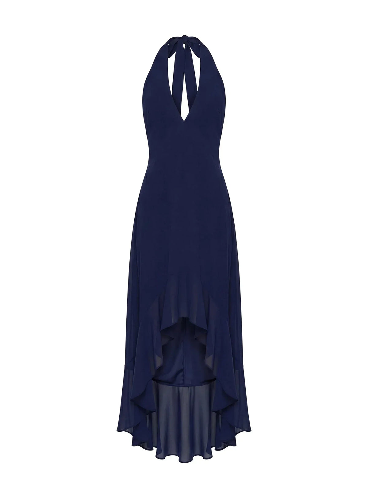 Agata Halter Frill Maxi Dress Navy