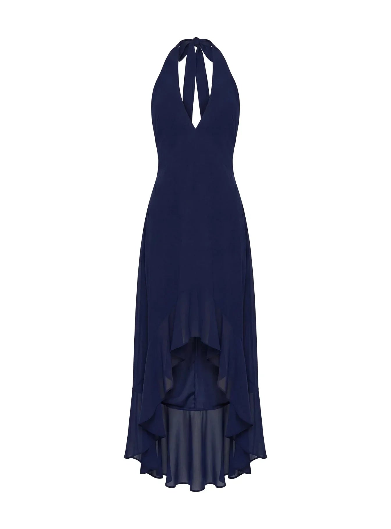 Agata Halter Frill Maxi Dress Navy