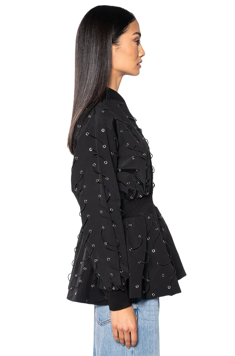 Eye Knew It Cinched Bomber Jacket