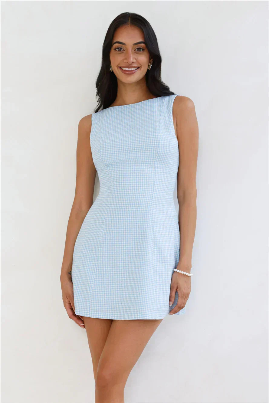 Dream Paddock Gingham Mini Dress Blue
