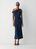 Klea Dress- Matte Satin Cowlneck Maxi Dress