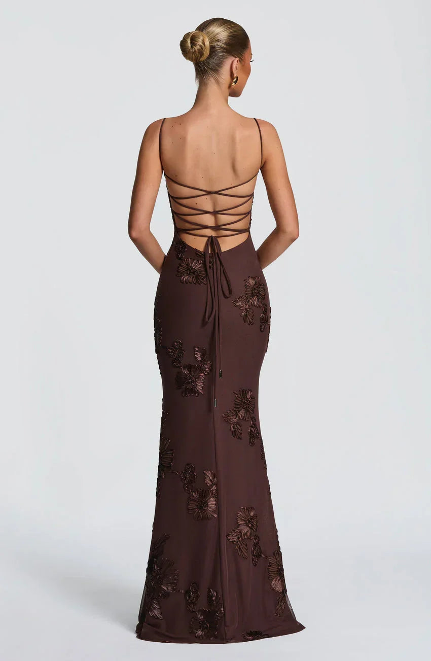 Nefertiti Maxi Dress - Plum Brown