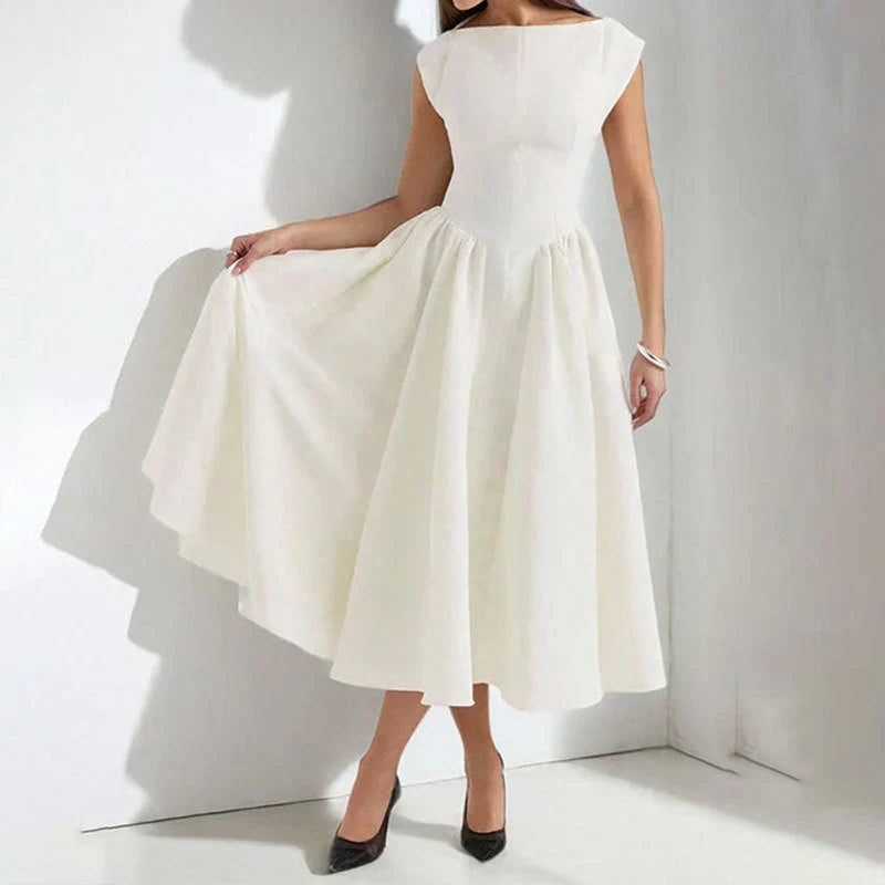 Elegant Pleated Midi Dress For Women