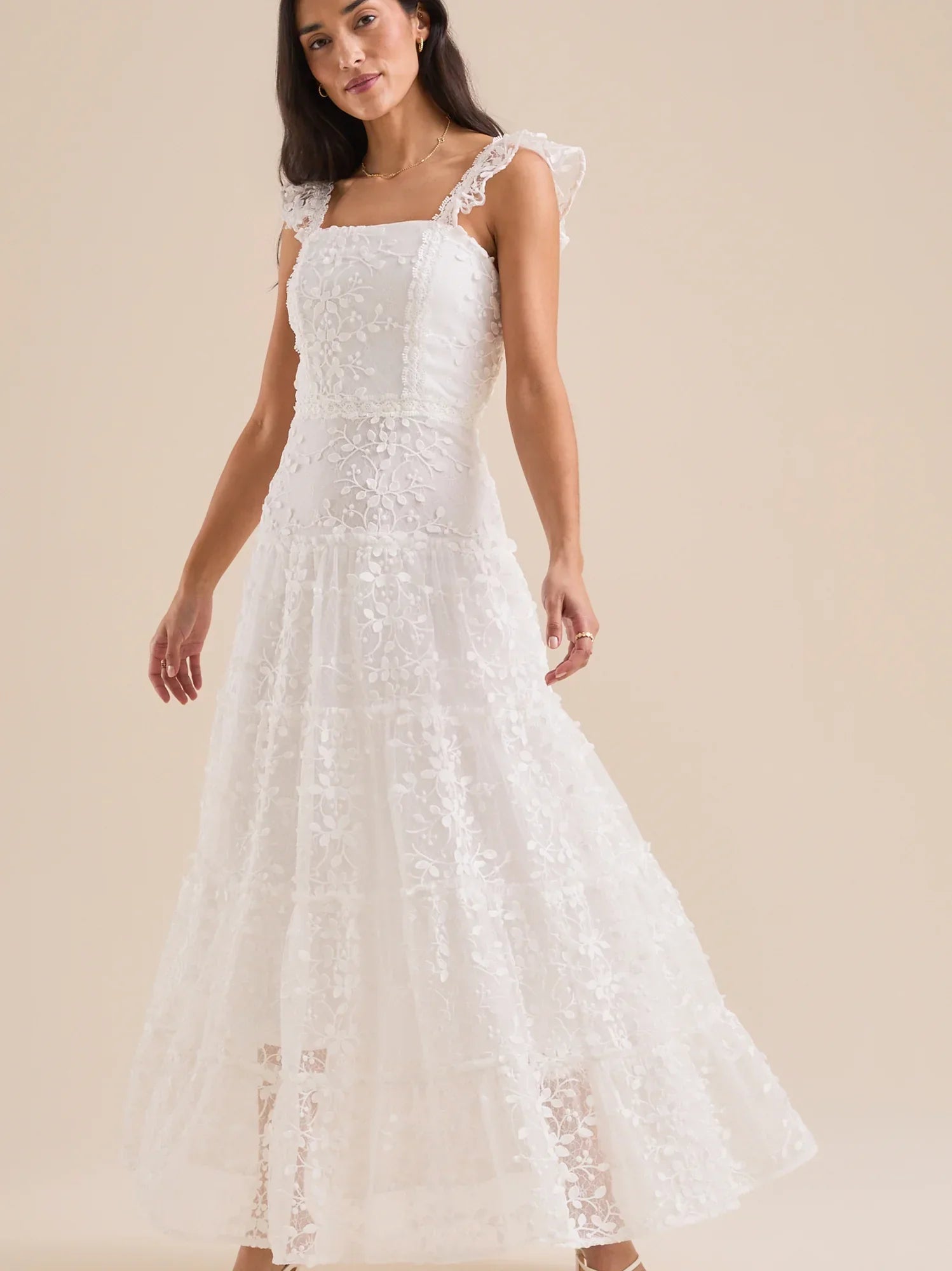 Kallie Lace Tiered Maxi Dress
