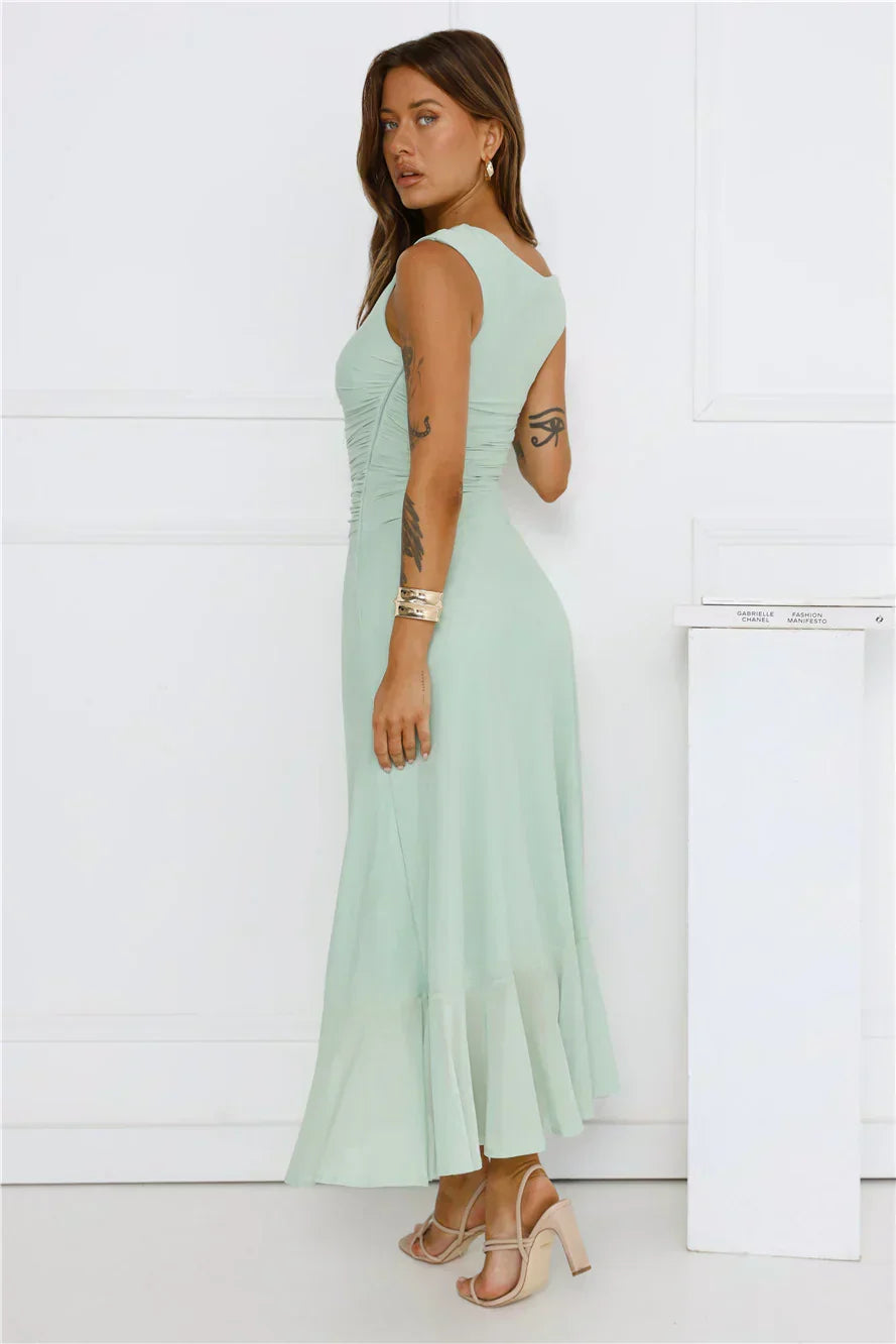 Effortless Girl Off Shoulder Mesh Midi Dress
