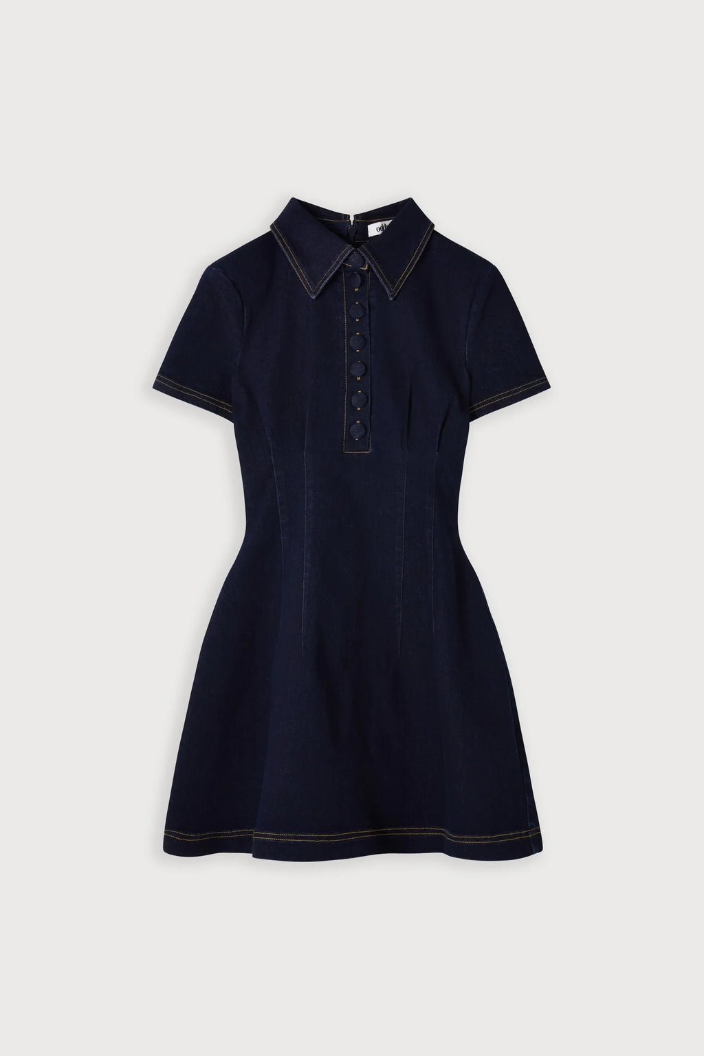 Cotton Mix Denim Collared Mini Dress