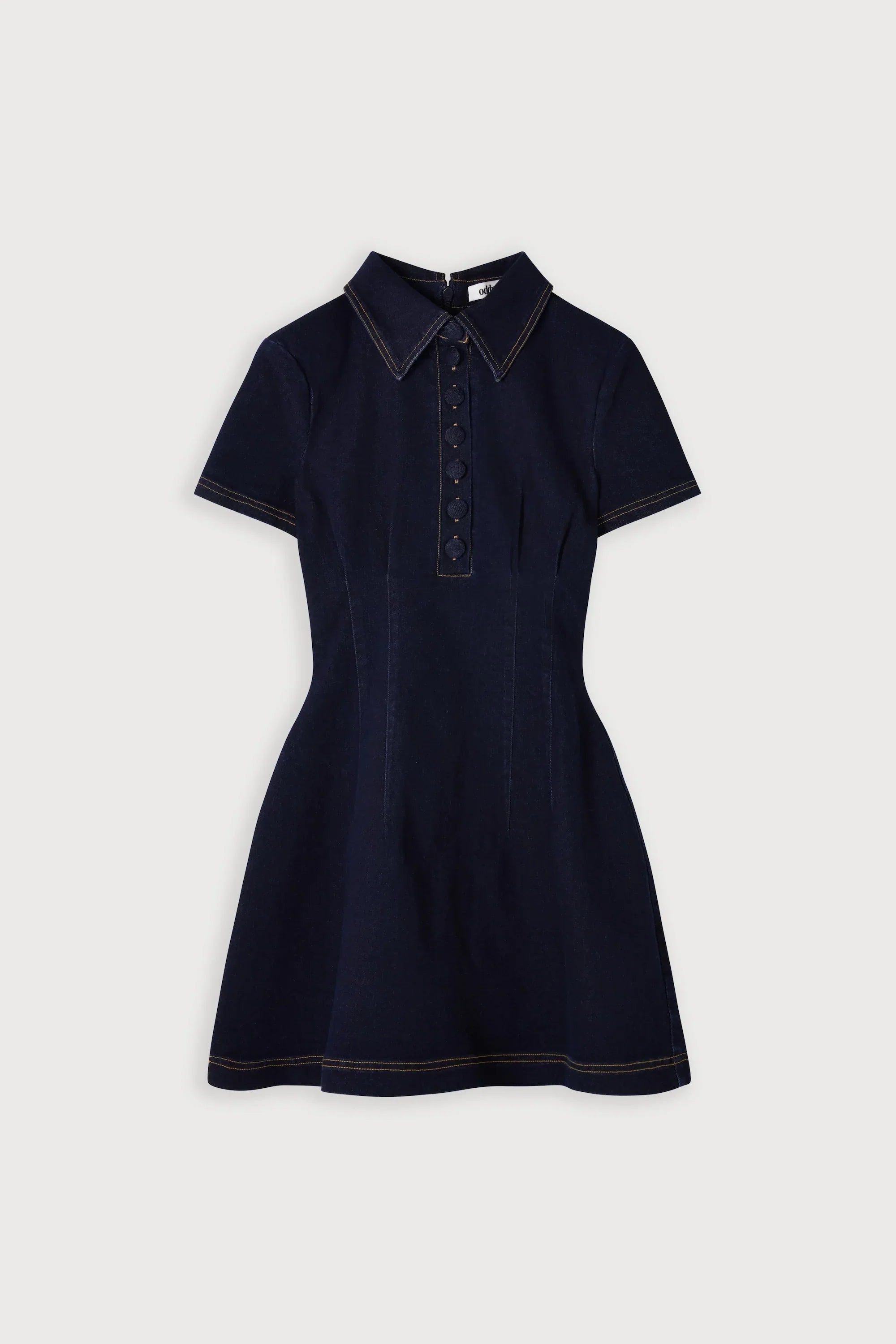 Cotton Mix Denim Collared Mini Dress