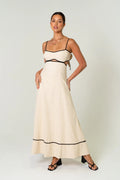 Melissa Linen Maxi Dress With Contrast Trims