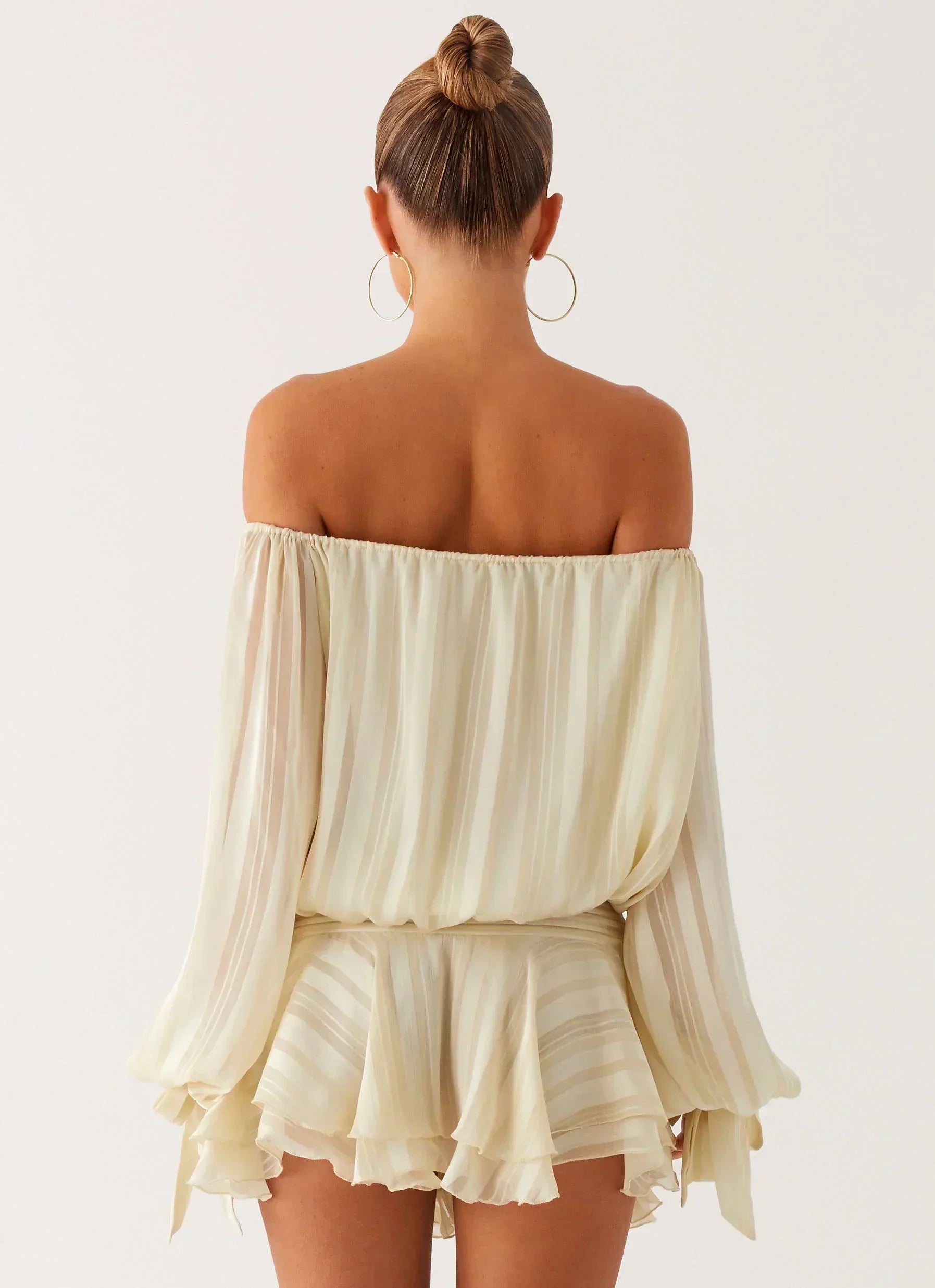 Eira Balloon Sleeve Mini Dress - Ivory