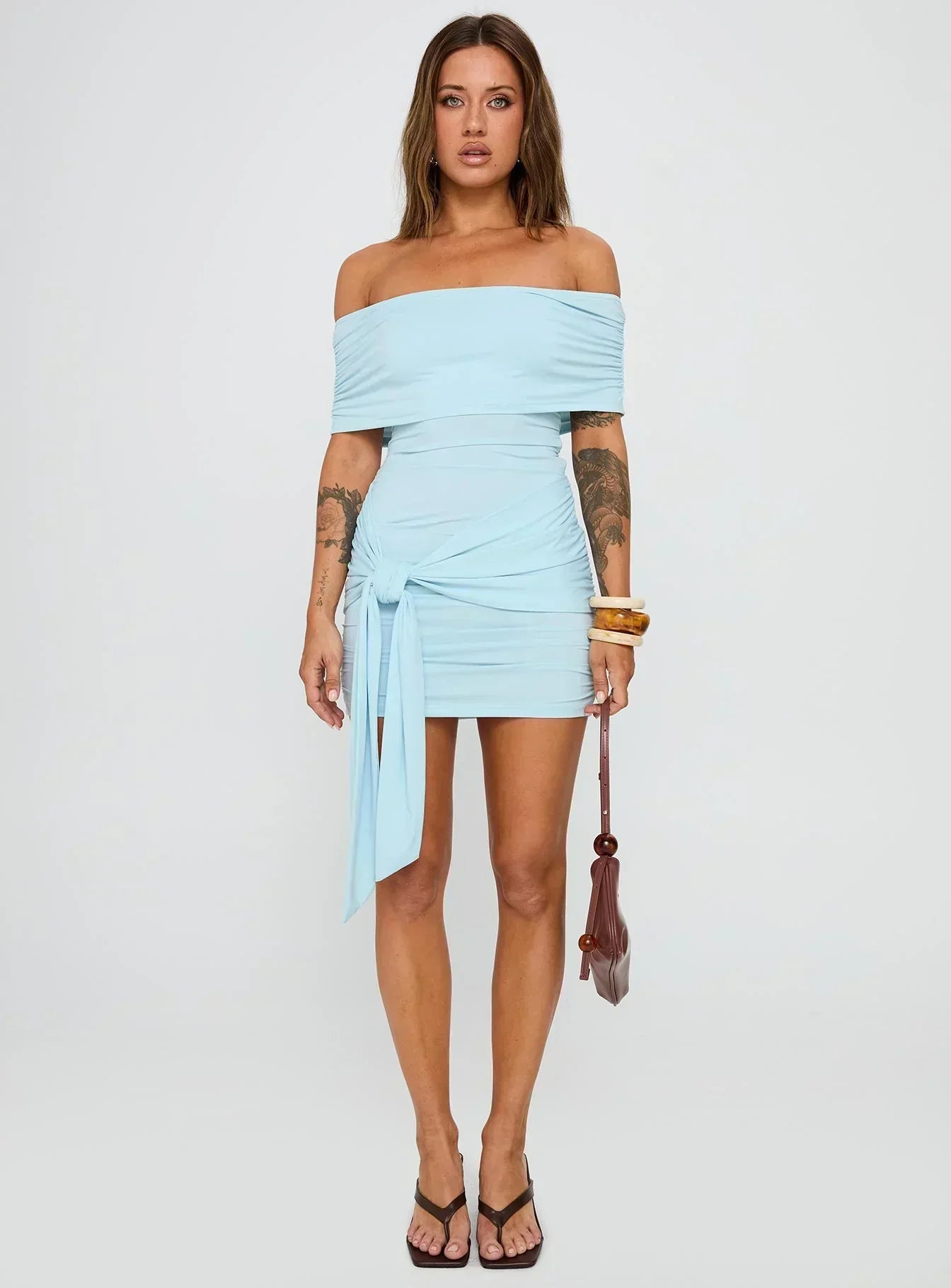 Island Girl Tie Skirt Mini Dress Light Blue