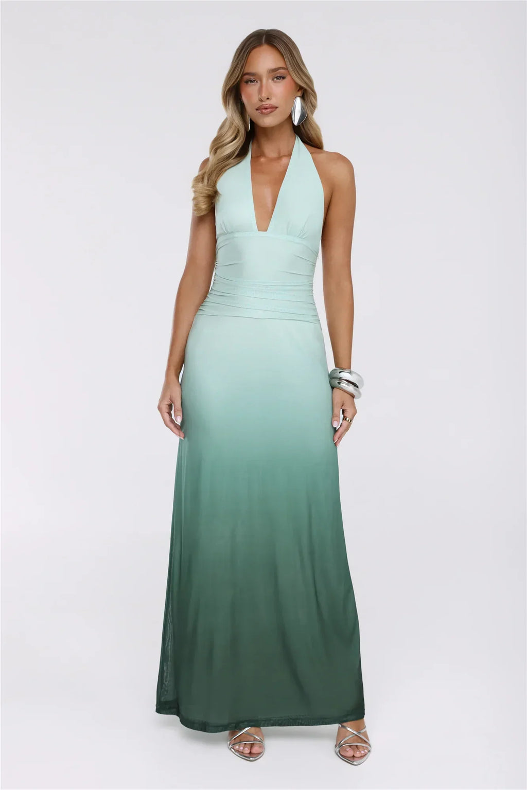Pretty Feels Right Halter Mesh Maxi Dress Green