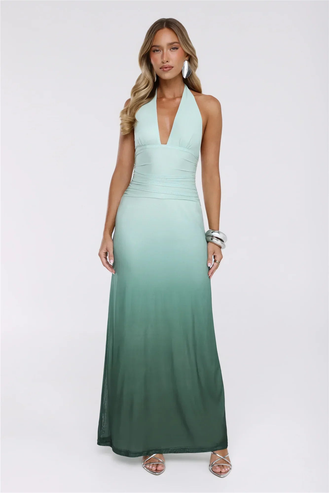 Pretty Feels Right Halter Mesh Maxi Dress Green