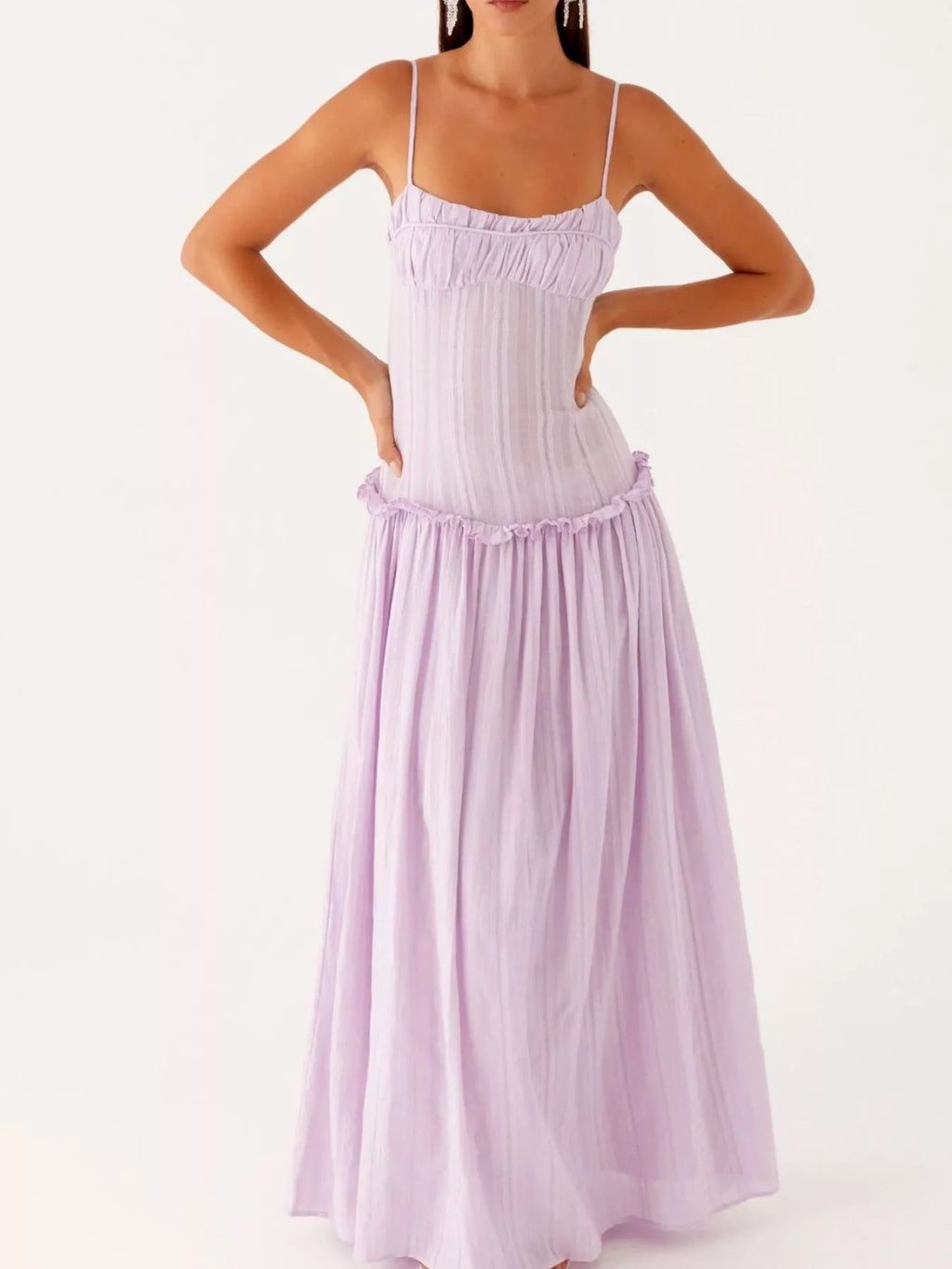 Frill Spaghetti Strap Maxi Dress