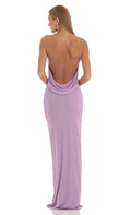 Draped Back Maxi Dress in Purple