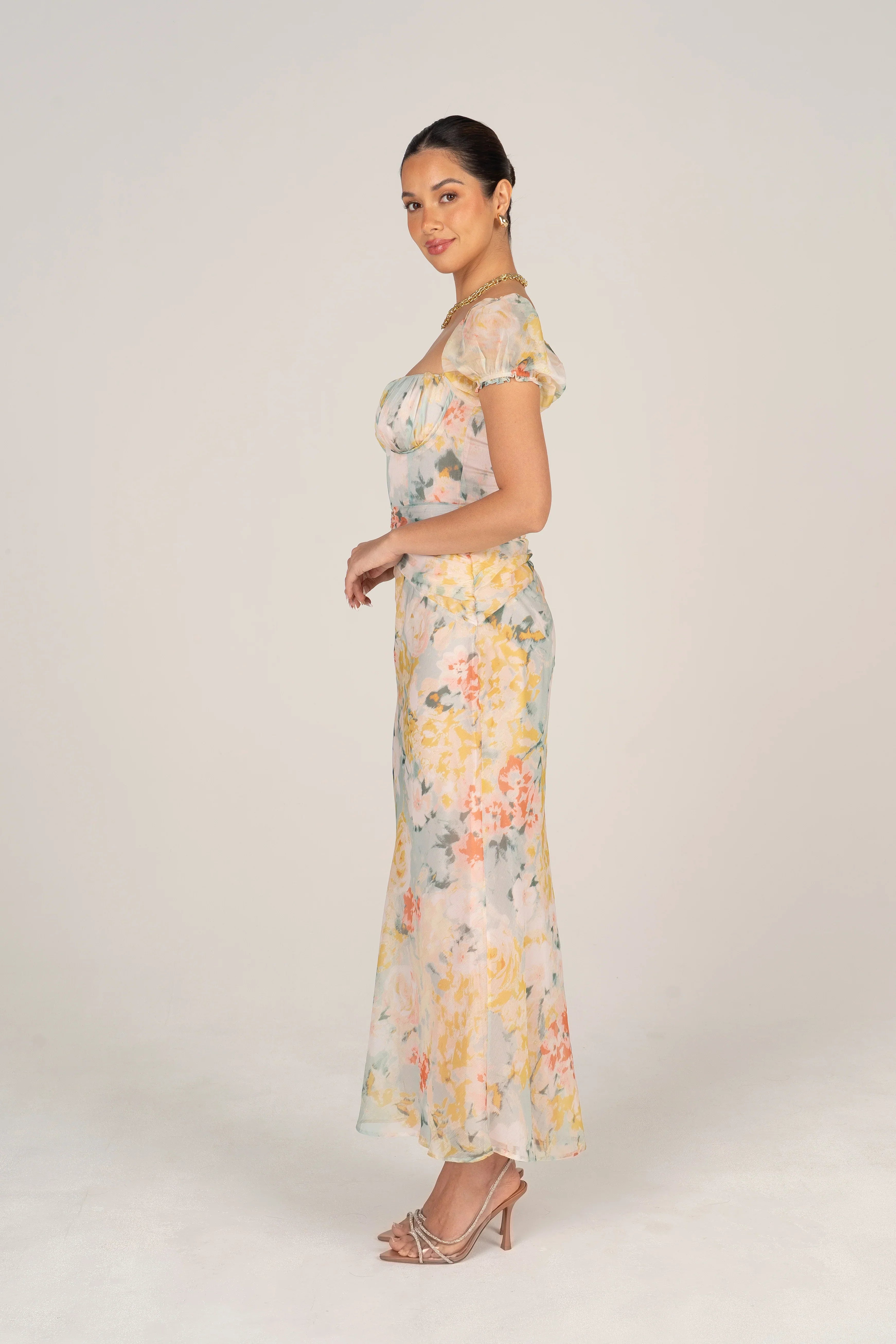 Simone Puff Sleeve Midi Dress