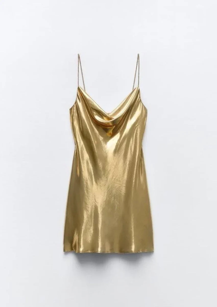Gold Slip Mini Dress