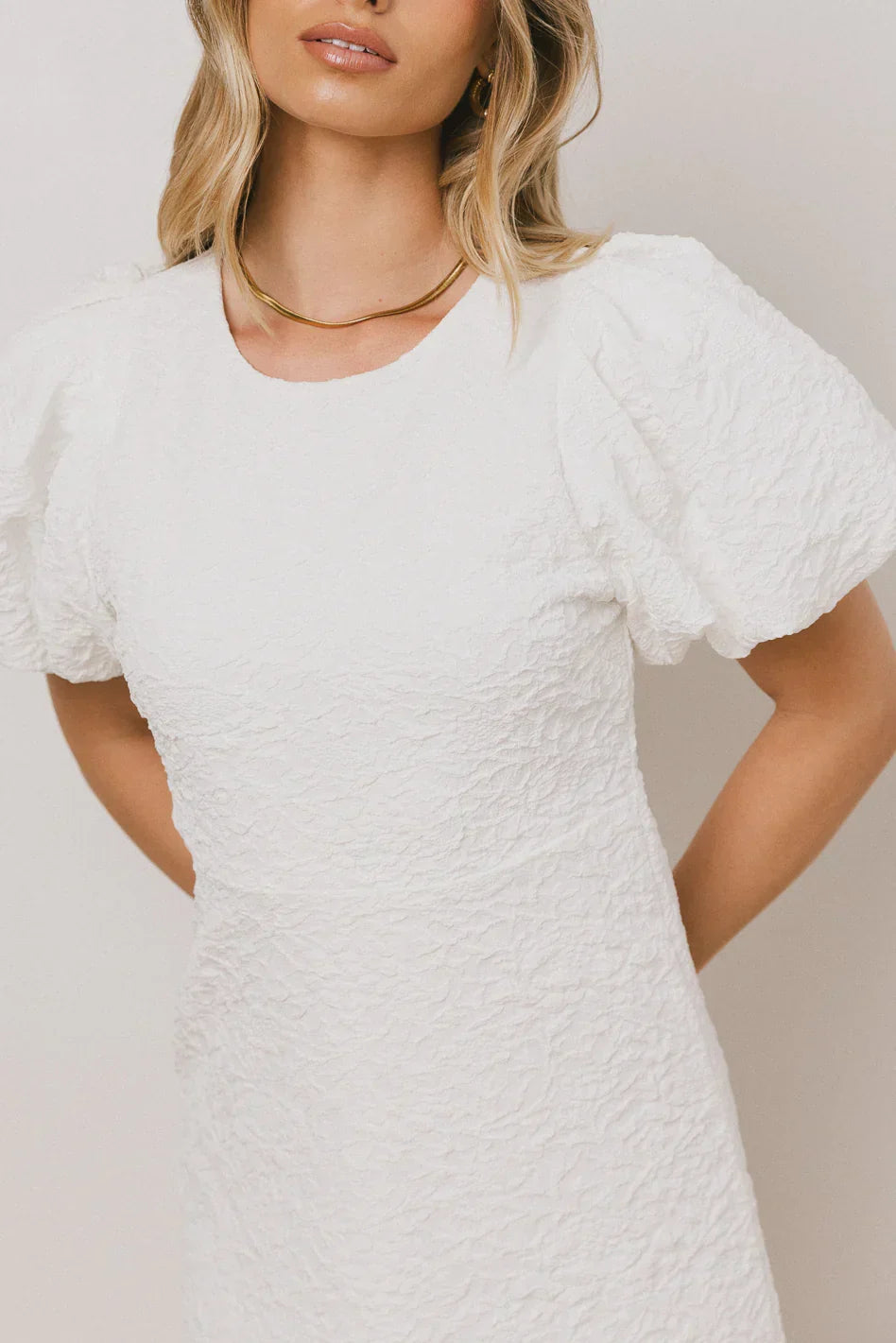 Henry Textured Midi Dress In White