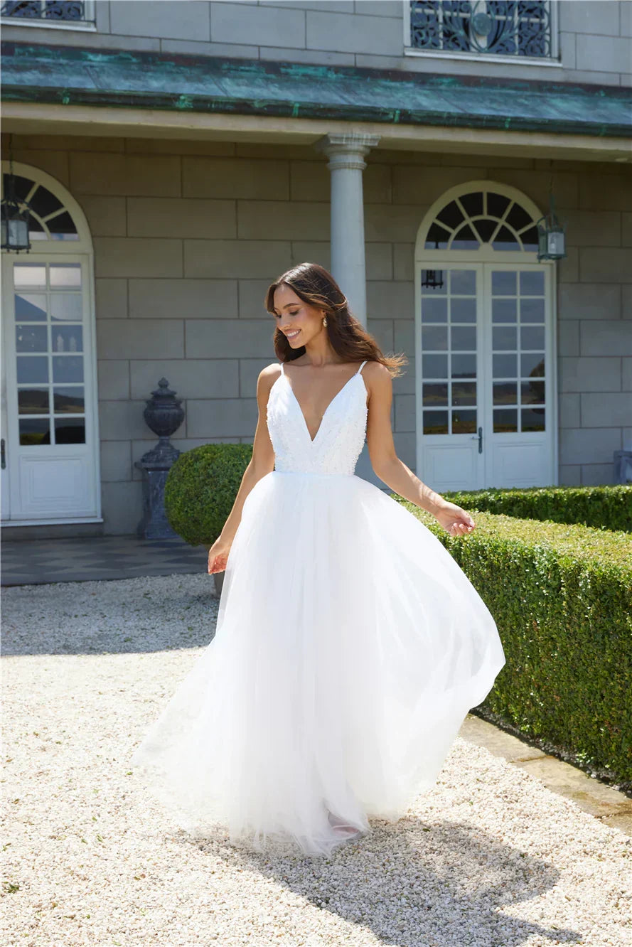 Glistening Moments Tulle Maxi Dress White