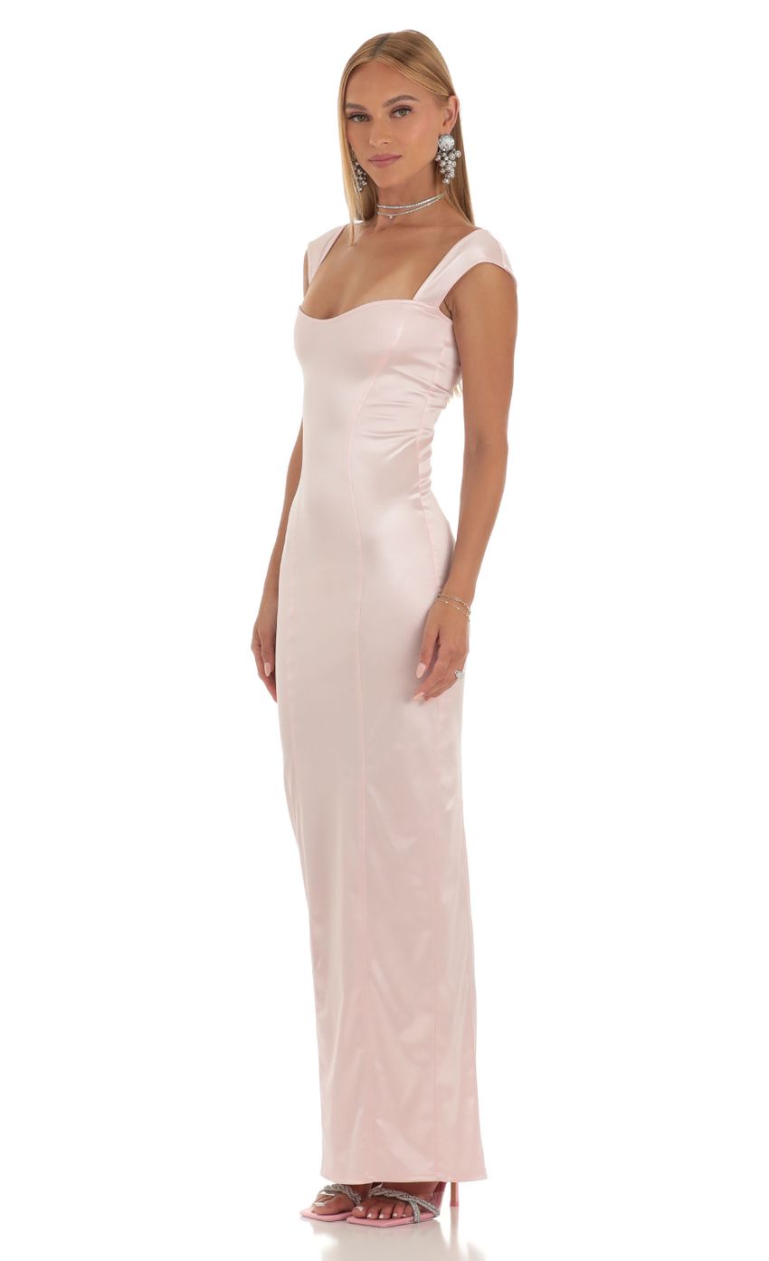 Satin Maxi Dress in Pink