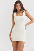 Zaira-Cream Chenille Knit Mini Dress