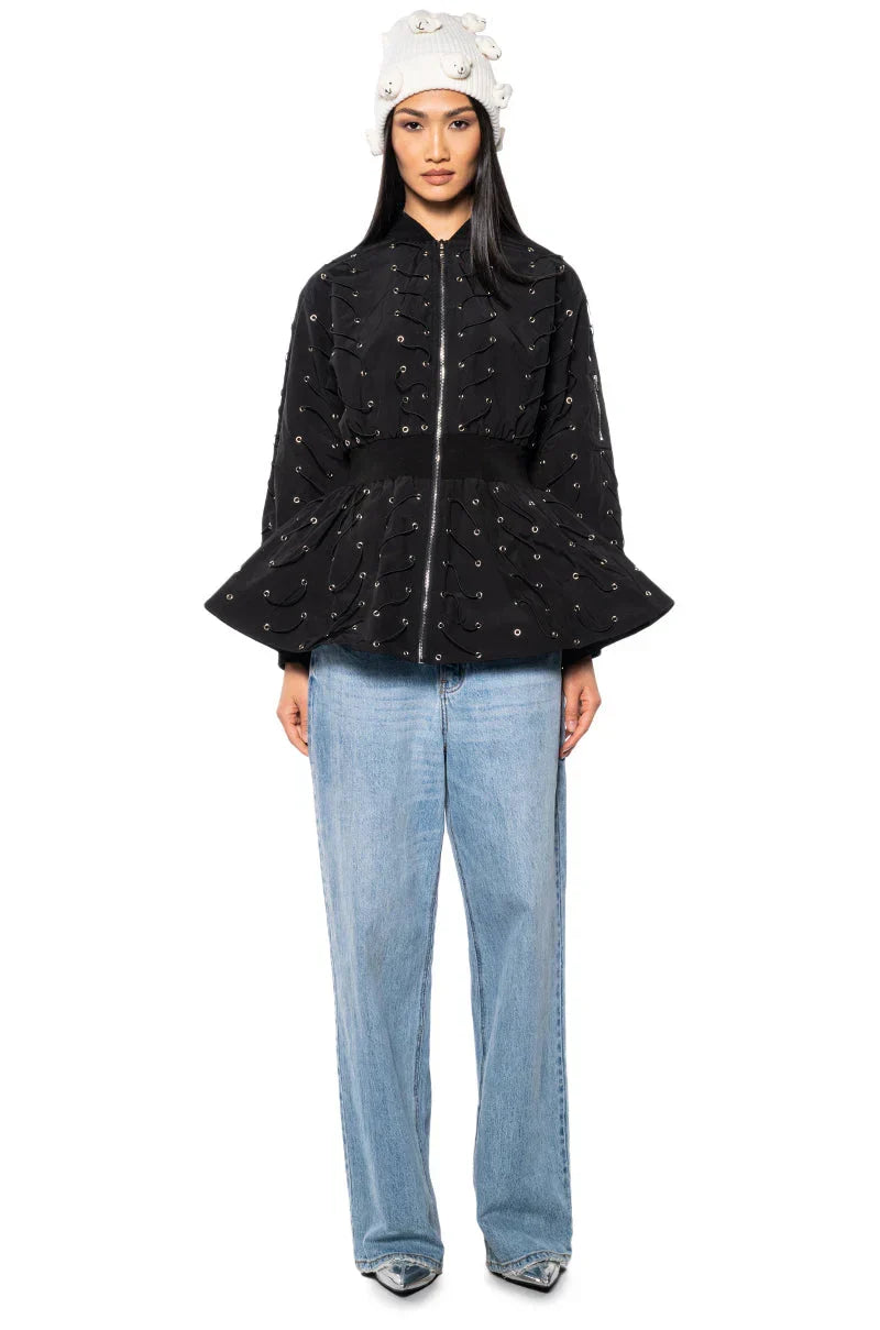 Eye Knew It Cinched Bomber Jacket
