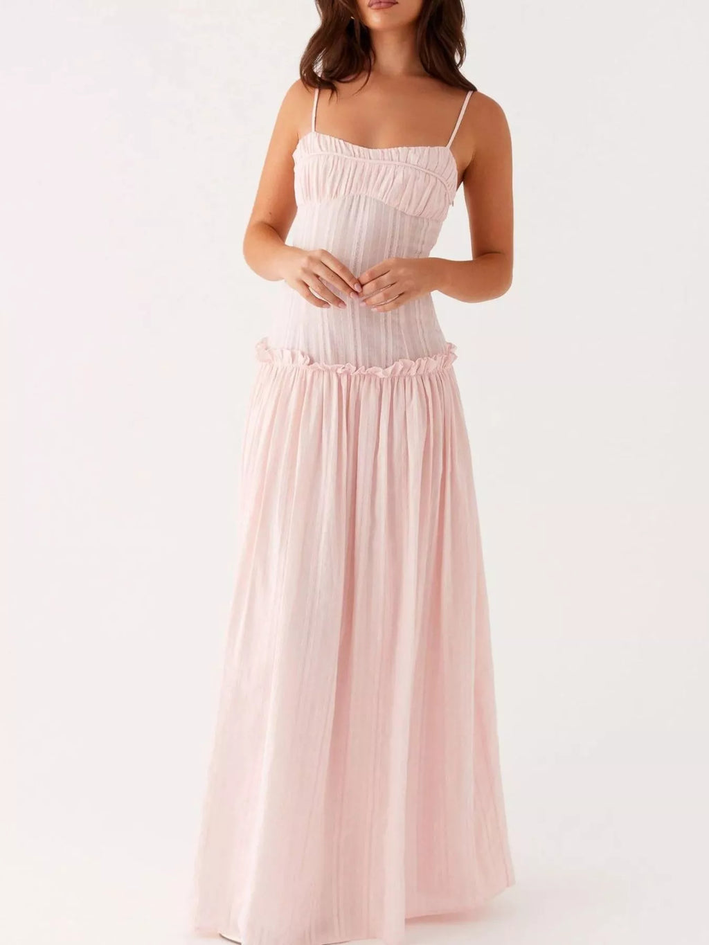 Frill Spaghetti Strap Maxi Dress