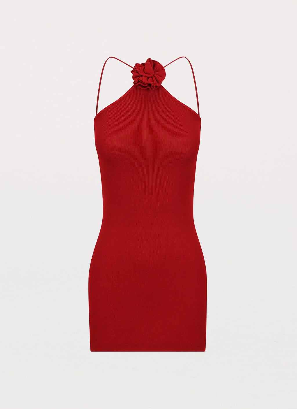 Delphi Rose Knit Mini Dress - Rouge Red
