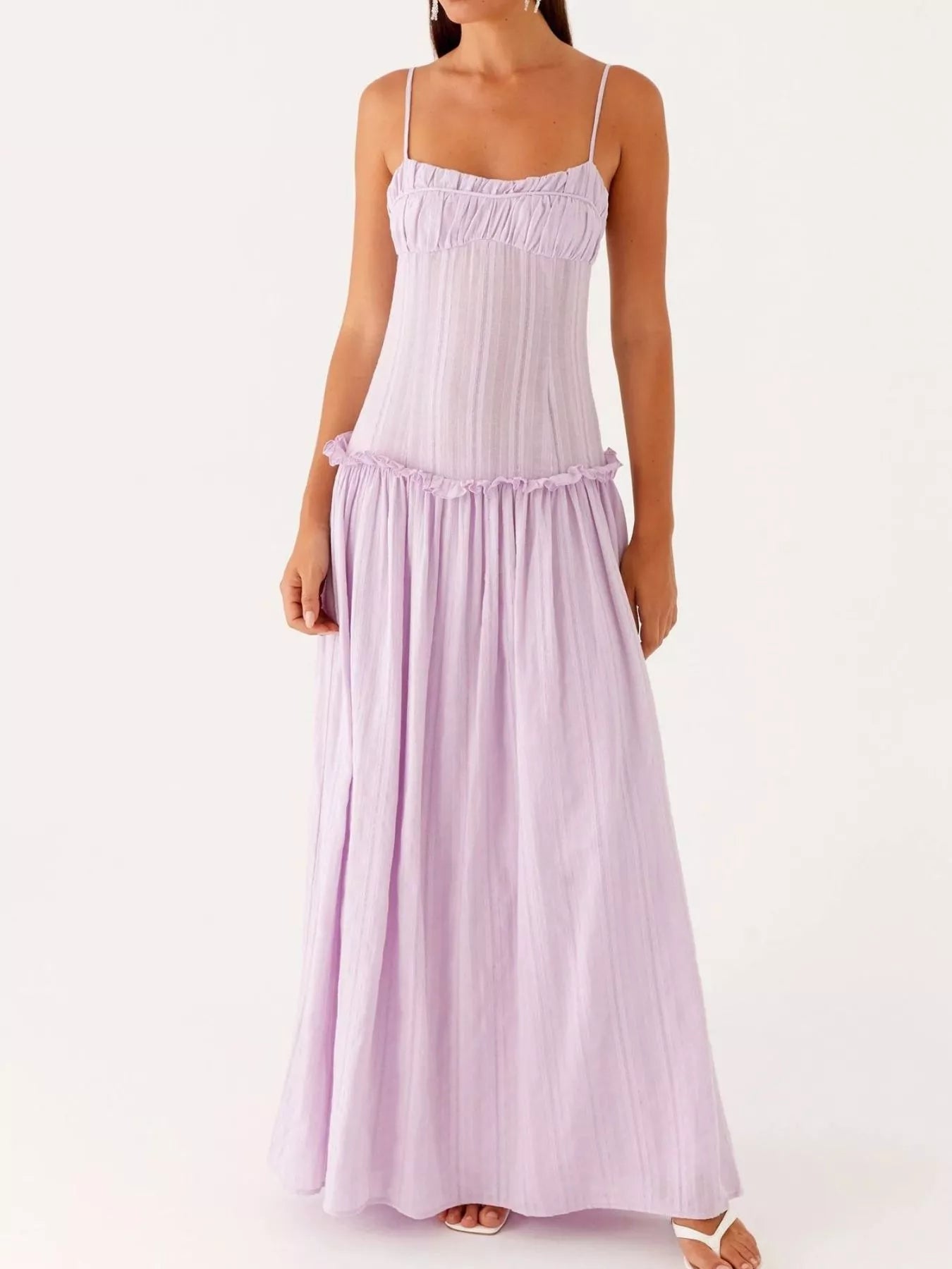Frill Spaghetti Strap Maxi Dress