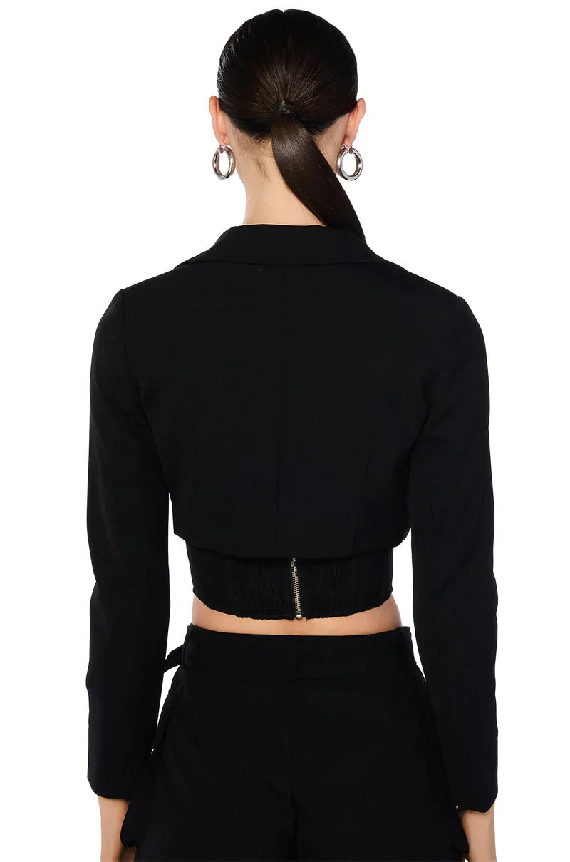 Better Luck Crop Blazer In Black