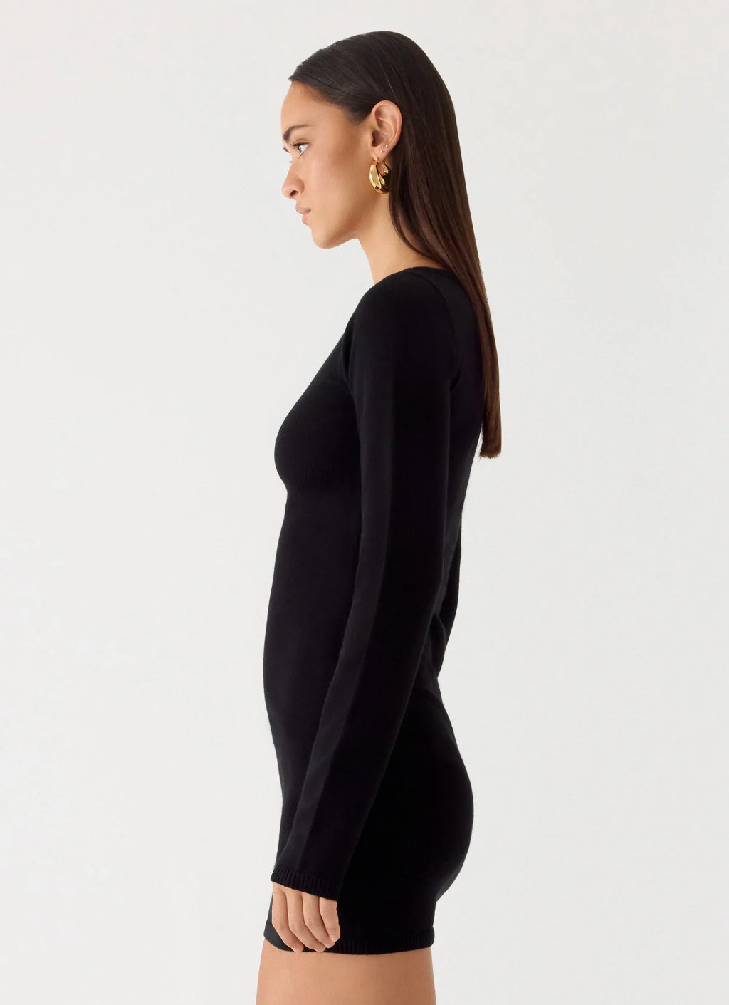 Soft Vision Knit Mini Dress Black