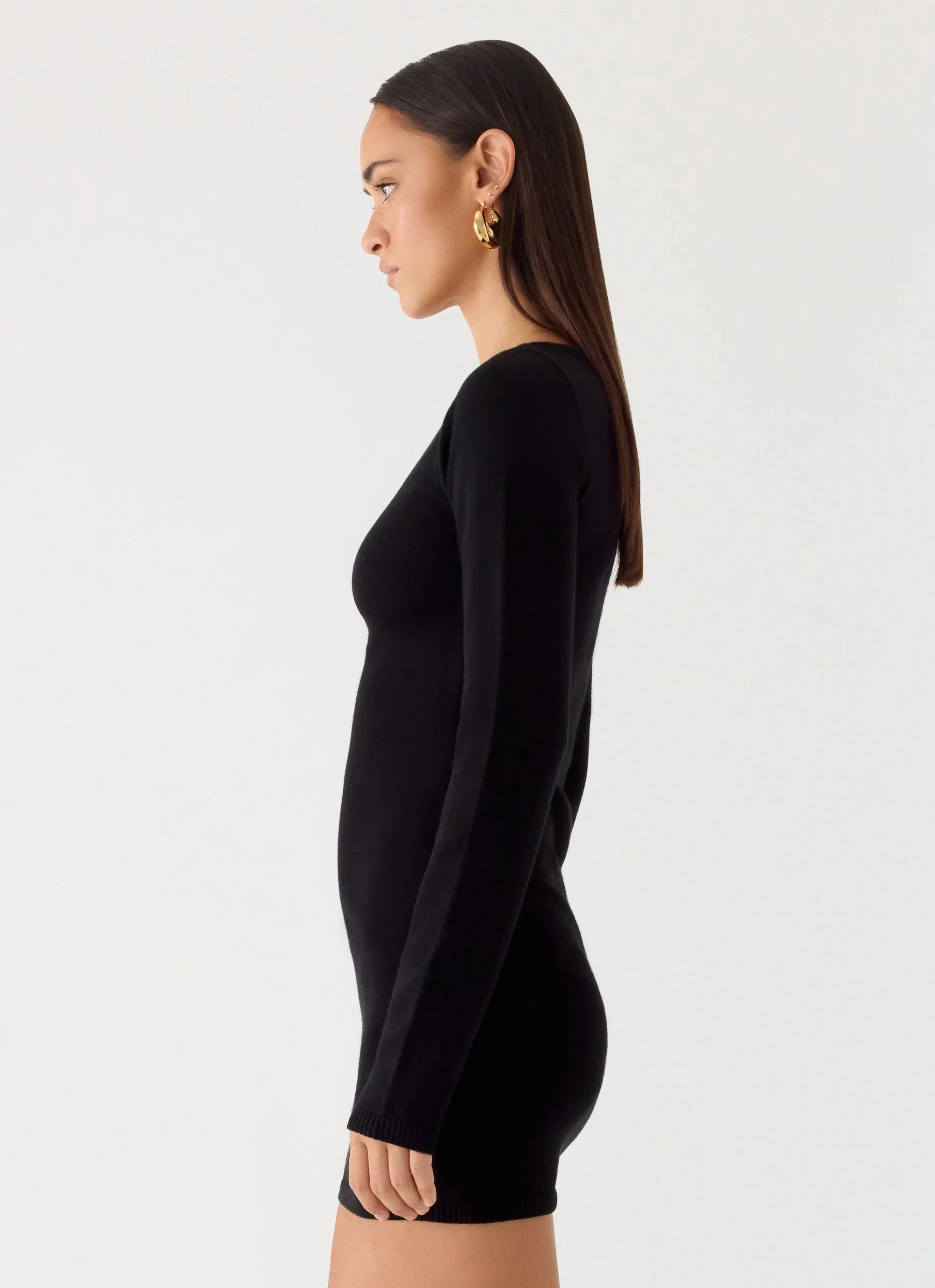 Soft Vision Knit Mini Dress Black