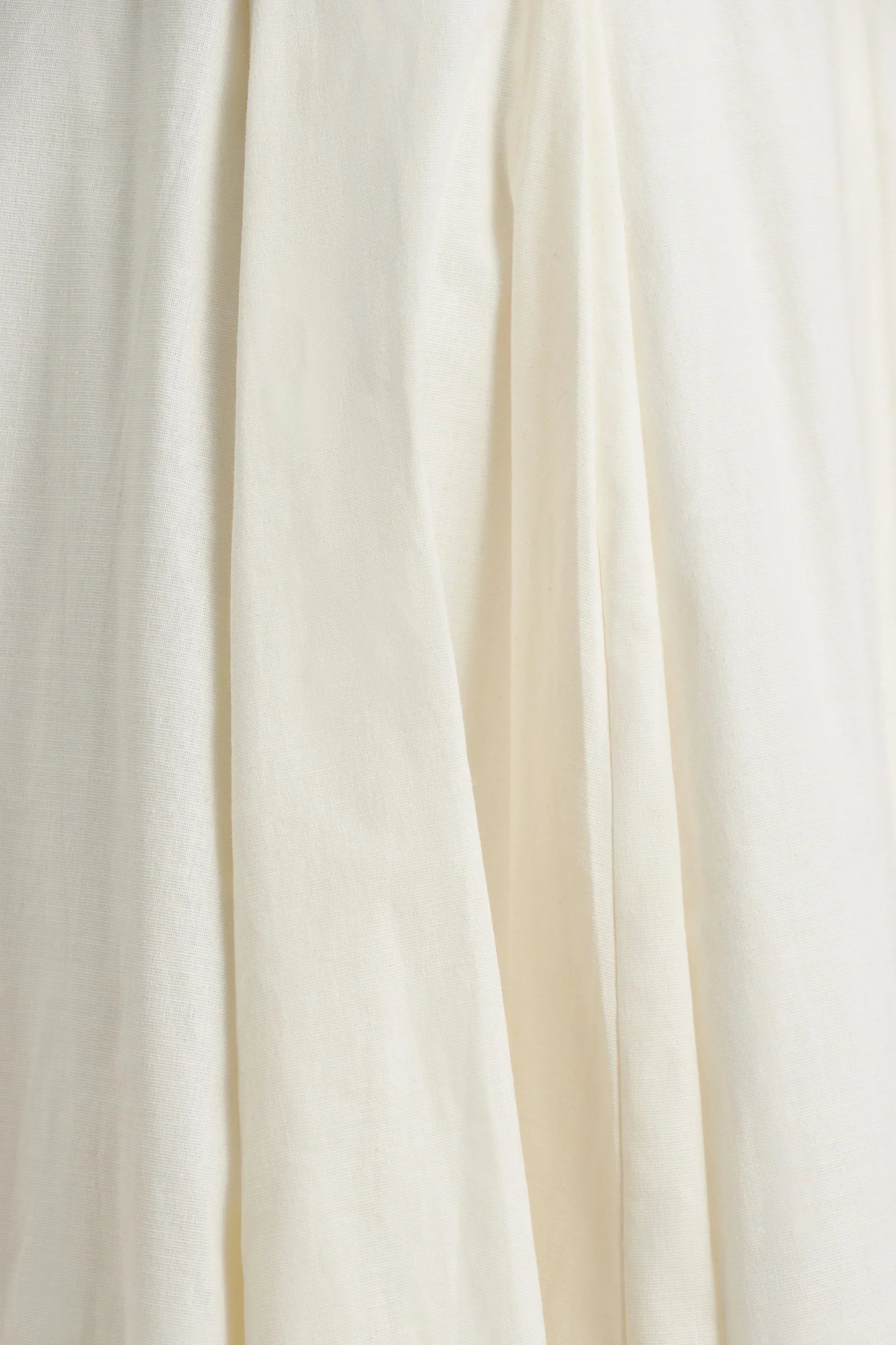 Magnolia | White Scoop-Neck Midi Dress With Drop-Waist And Ruffling Detail
